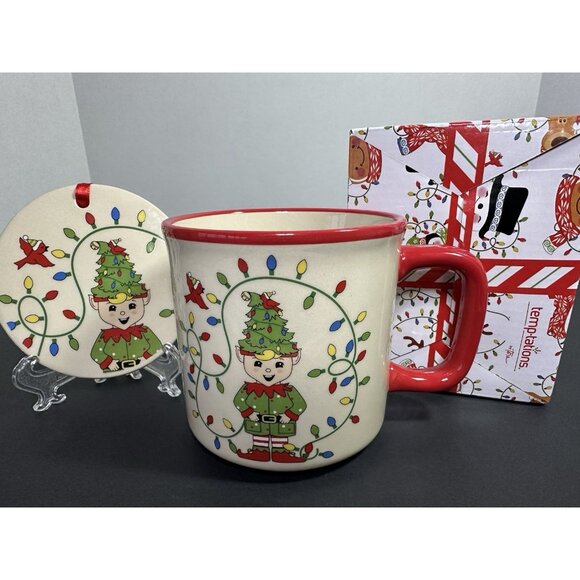 Temp-tations by Tara ELF HOLIDAY LIGHTS 16 Oz Mug with Lid Coaster Ornament - Picture 7 of 12